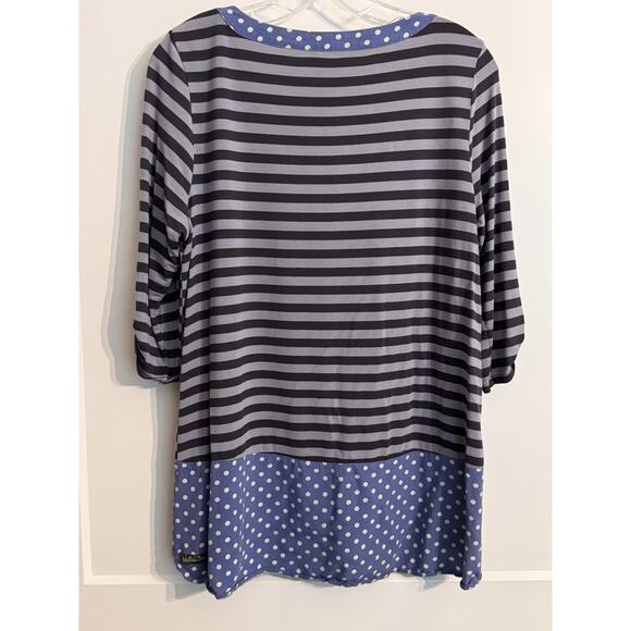 Matilda Jane Top Womens Sz M Lets Get Lost Blouse Striped Polka Dot Scoop Neck - Picture 1 of 11